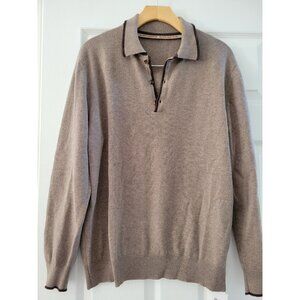 Luciano Barbera Mens Light Brown Cashmere Sweater size medium Collared Warm Soft